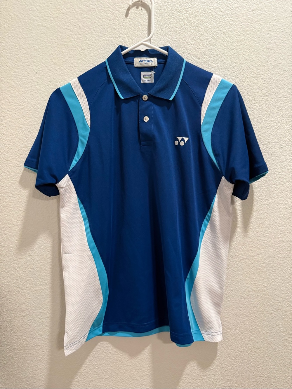 YONEX TruBreeze Men's J160 Short Sleeve Polo Shirt Blue/White/Light Blue